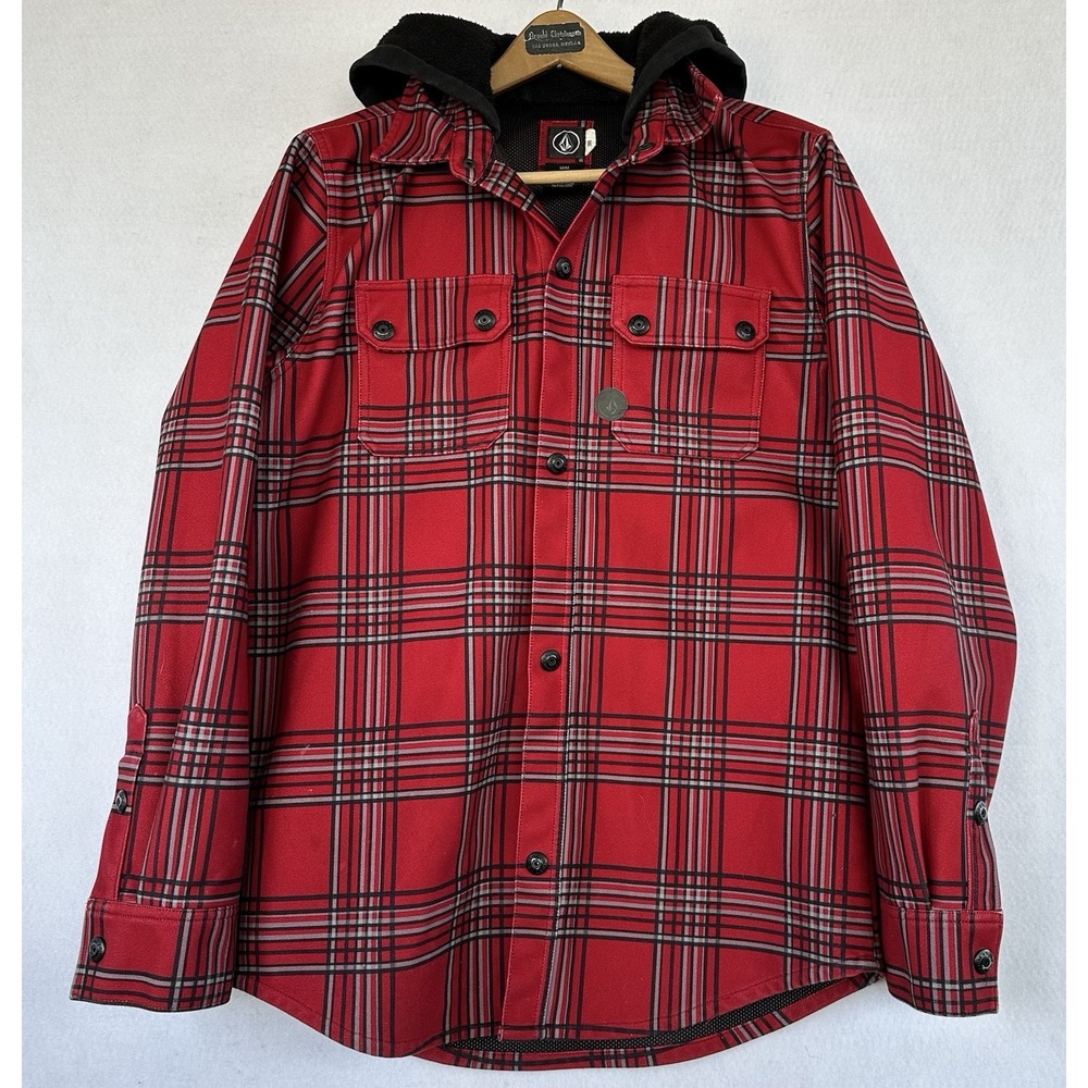 Volcom Hooded Snowboarding Shirt Shacket Men's M Sports Lined